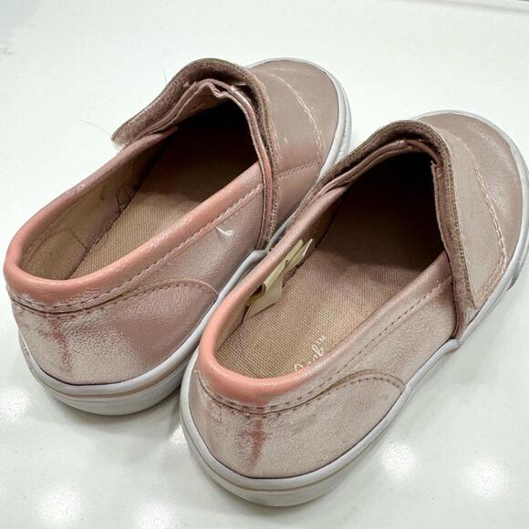 Cat & Jack Metallic Champagne Pink Velcro Slip-on Girls Shoes- Size 6 - Picture 6 of 6
